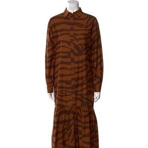 Mara Hoffman Chocolate Zebra Print Long Sleeve Dress